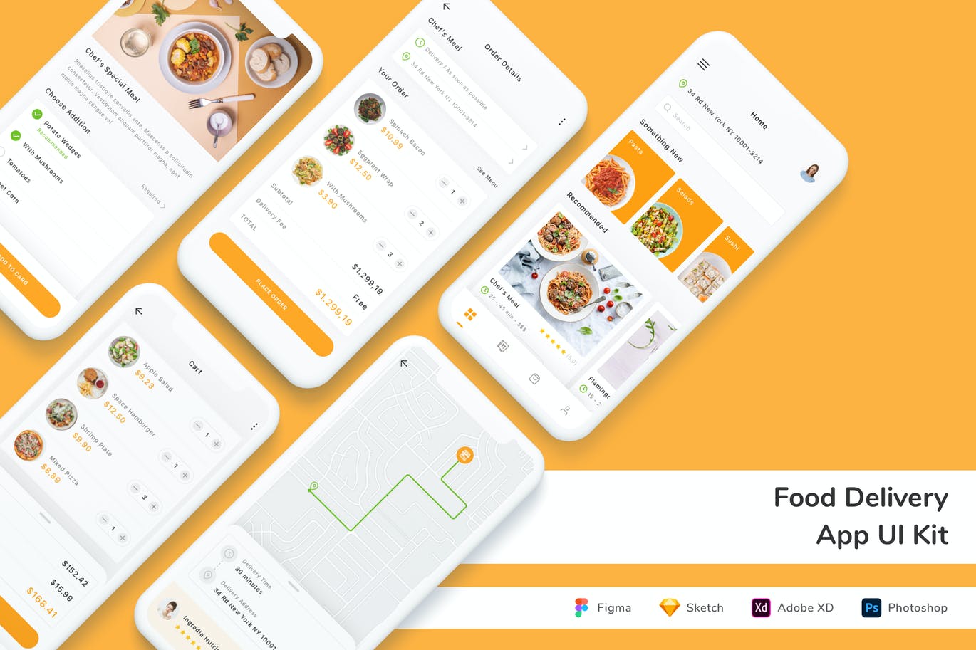 美食外卖 App UI Kit (FIG,PSD,SKETCH,XD)