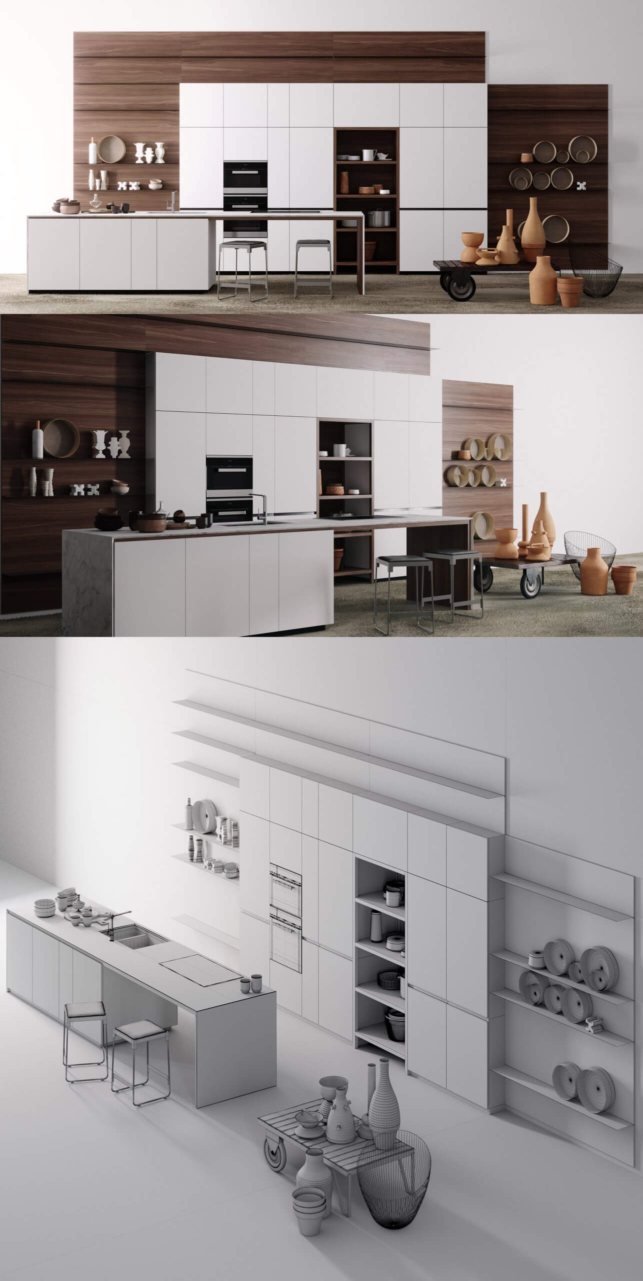 Valcucine厨房设计厨房内部场景3D模型（OBJ,FBX,MAX）
