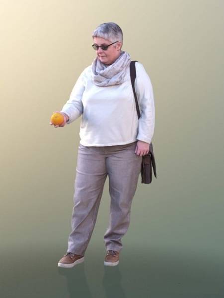 穿休闲装的老年女性low poly 3D模型（MAX）