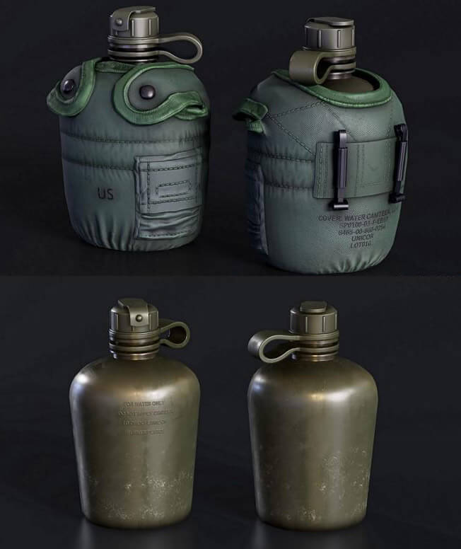 军用烧瓶3D模型（OBJ,FBX,MAX）