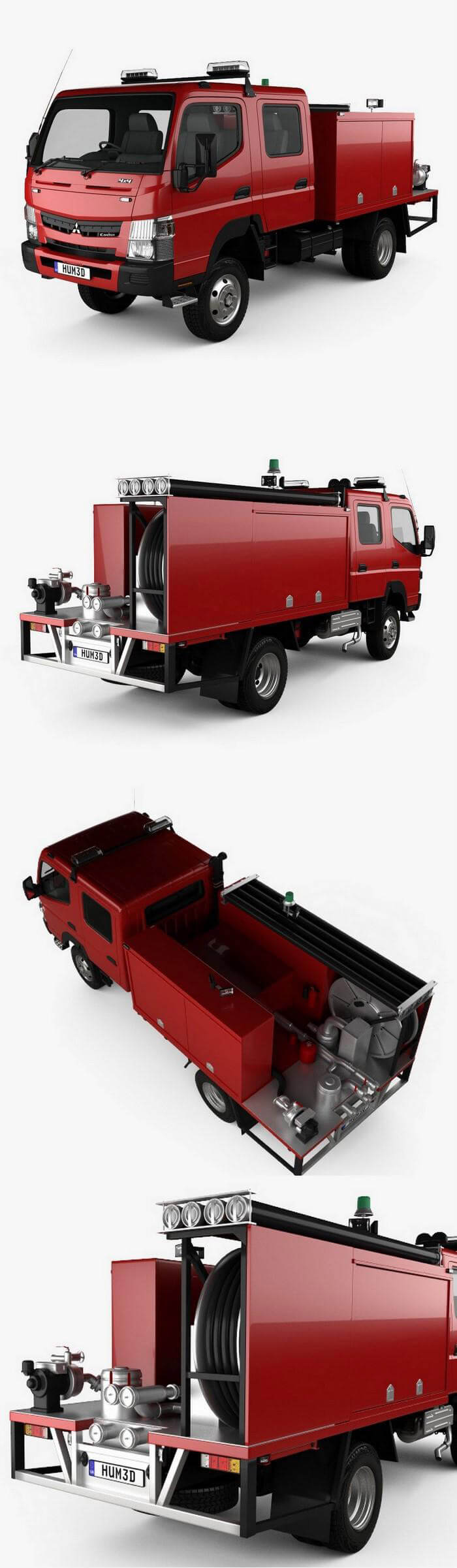 三菱Mitsubishi Fuso Canter 2016款宽驾驶室消防车3D模型（OBJ,FBX,MAX）