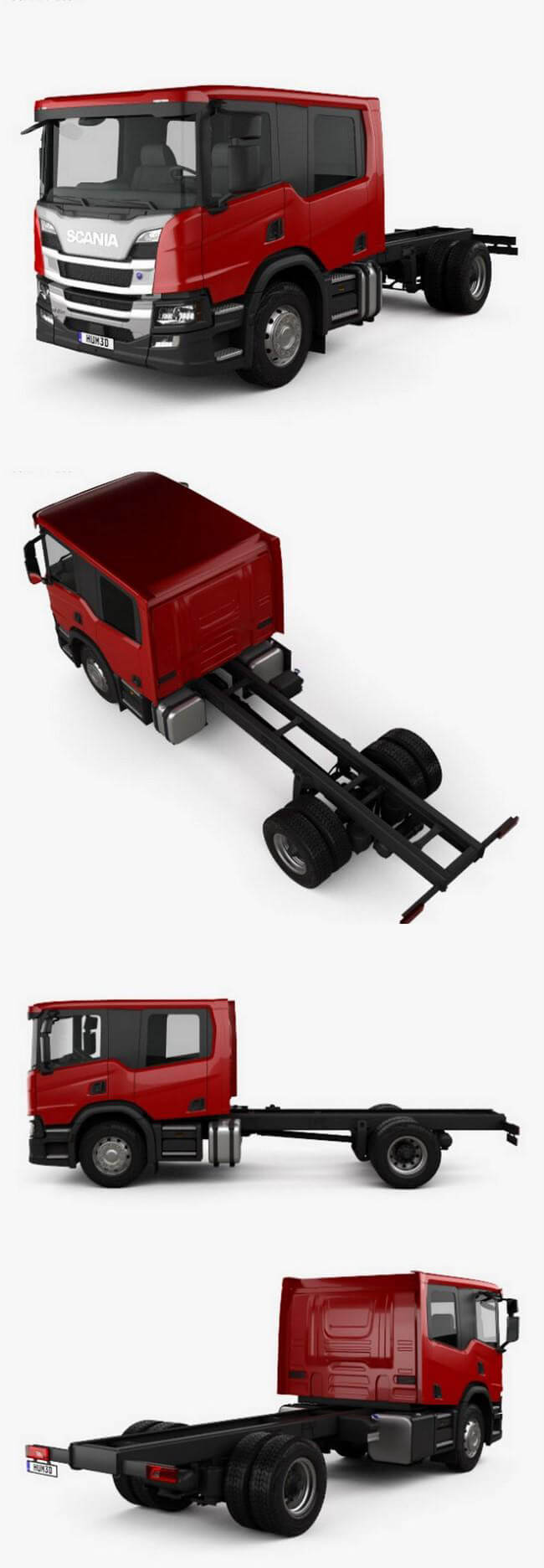 斯堪尼亚Scania P310 2011款驾驶室底盘卡车3D模型（OBJ,FBX,MAX）