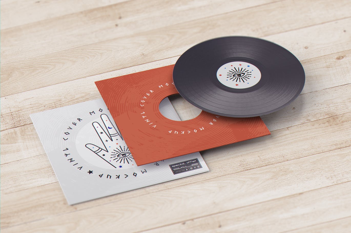乙烯基黑胶唱片品牌设计样机 (PSD)
