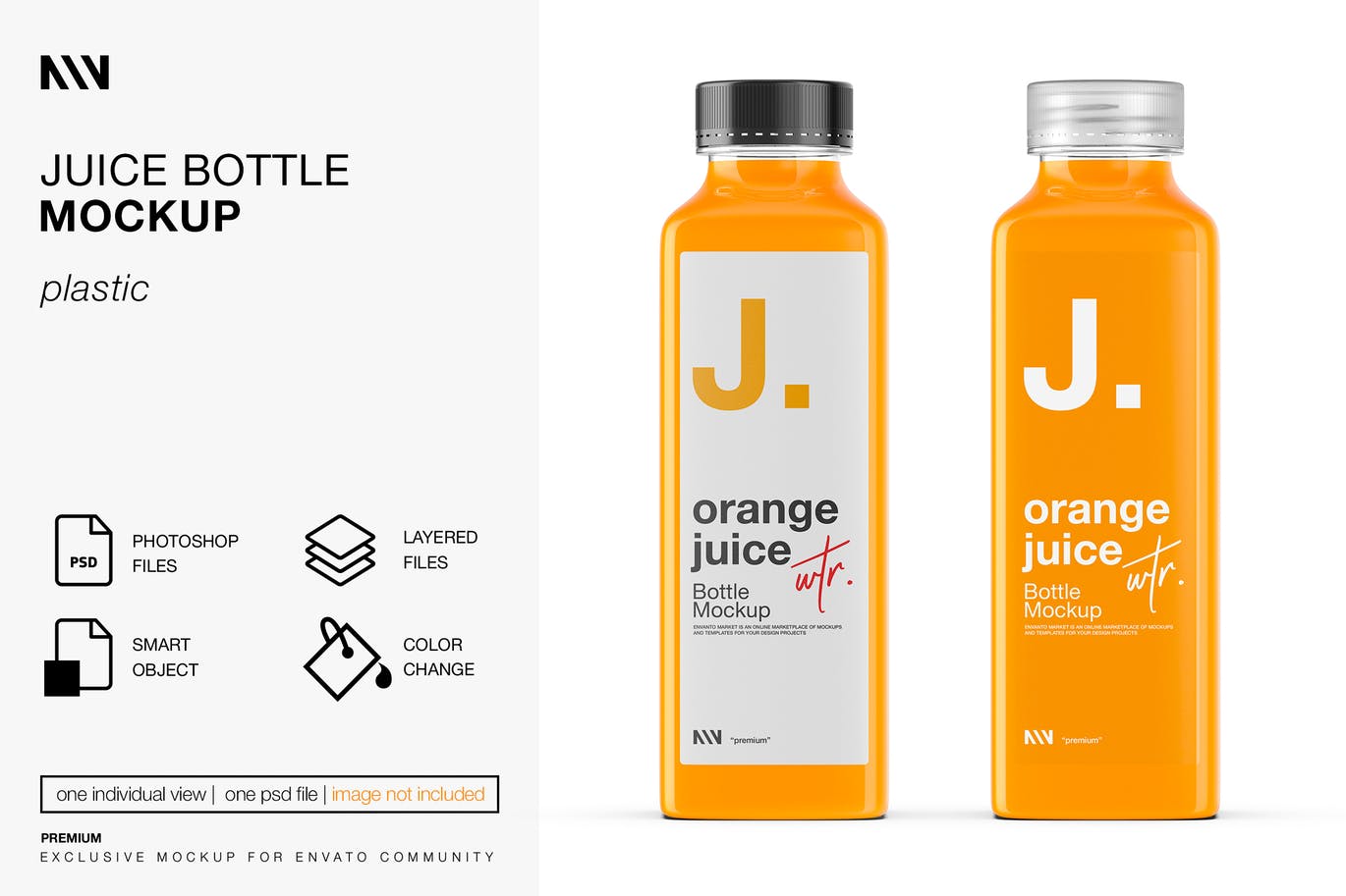 橙汁果汁瓶包装设计样机 (PSD)