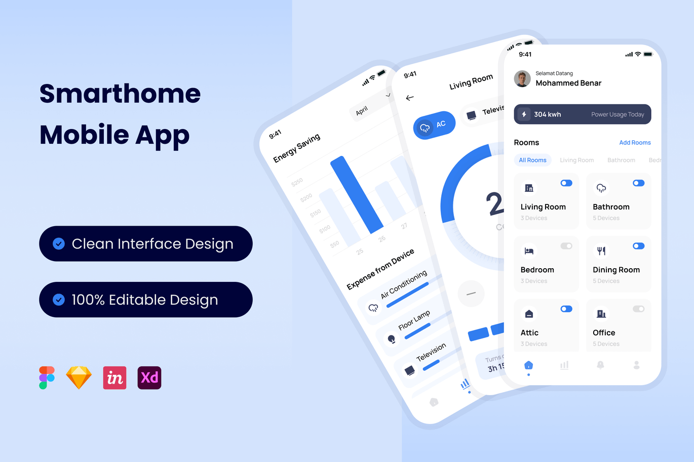 智能居家 App UI Kit (FIG,SKETCH,XD)