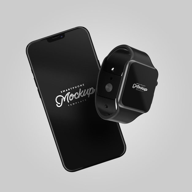 苹果手机和智能手表设计展示样机[psd]