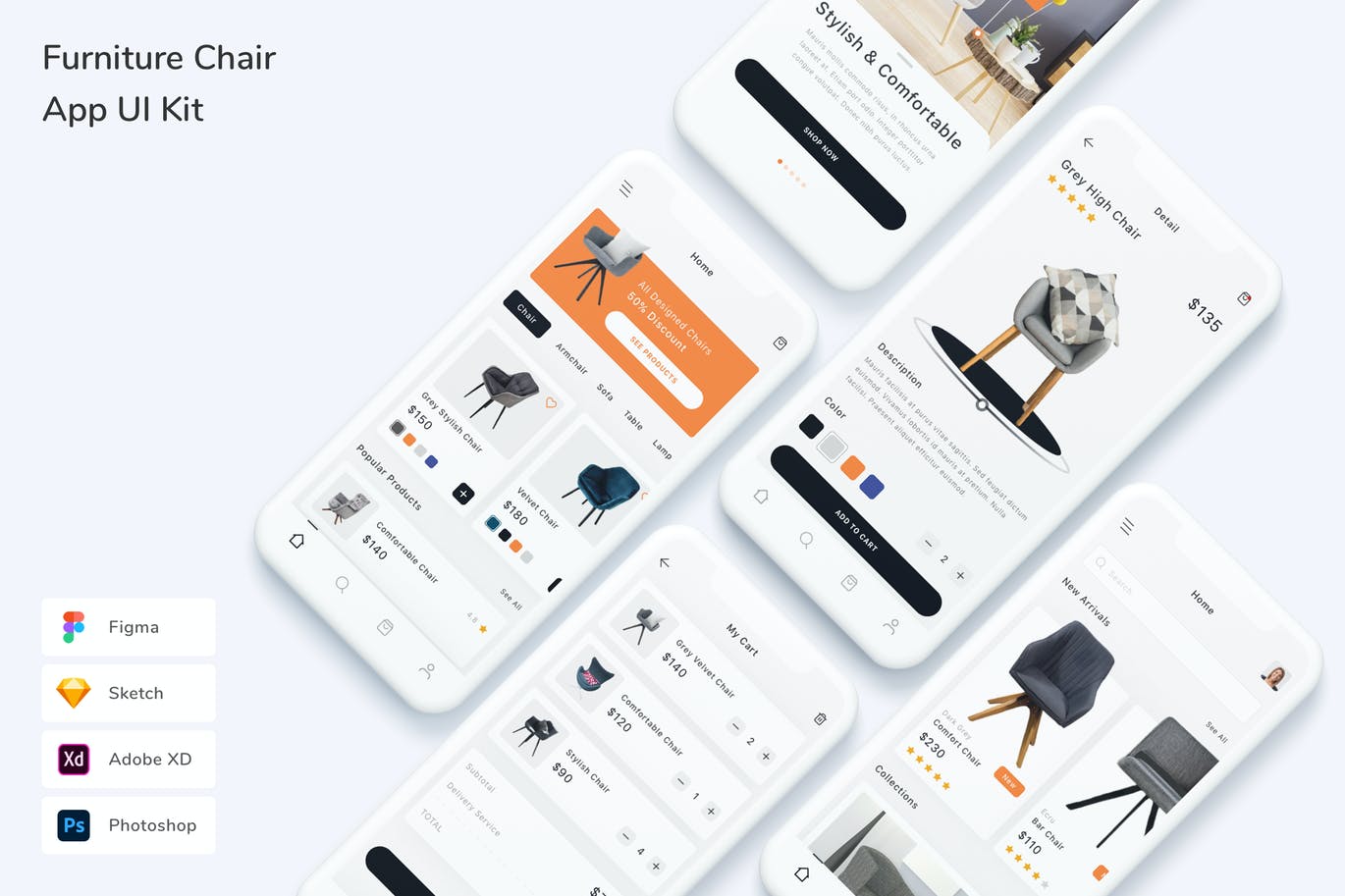 家具椅子电商 App UI Kit