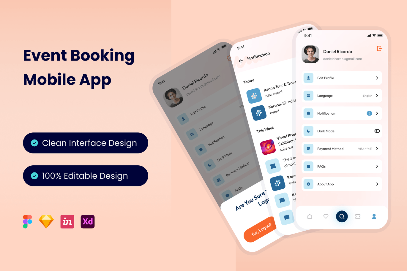 活动预订App UI Kit (FIG,SKETCH,XD)