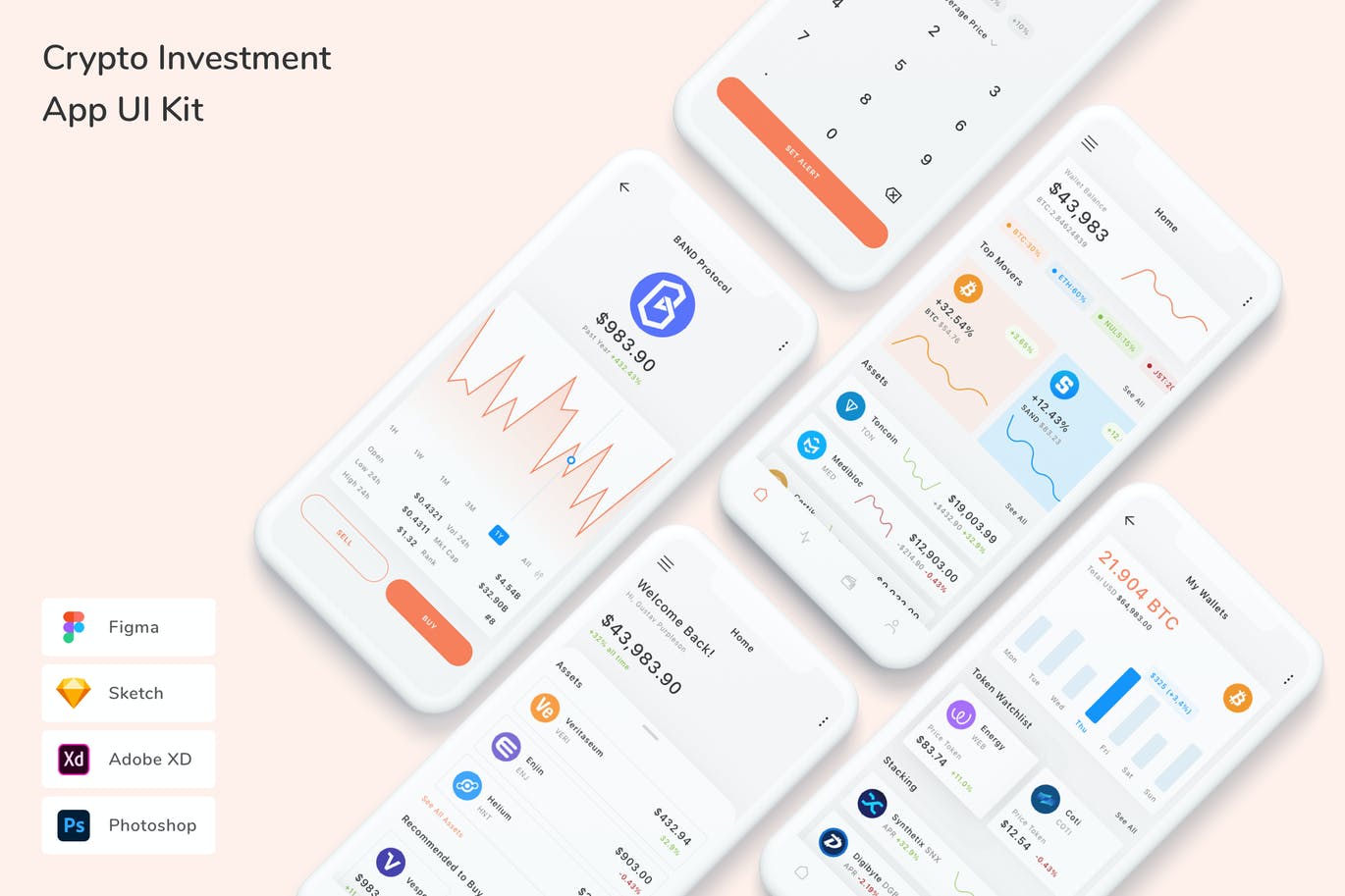加密货币投资管理 App UI Kit