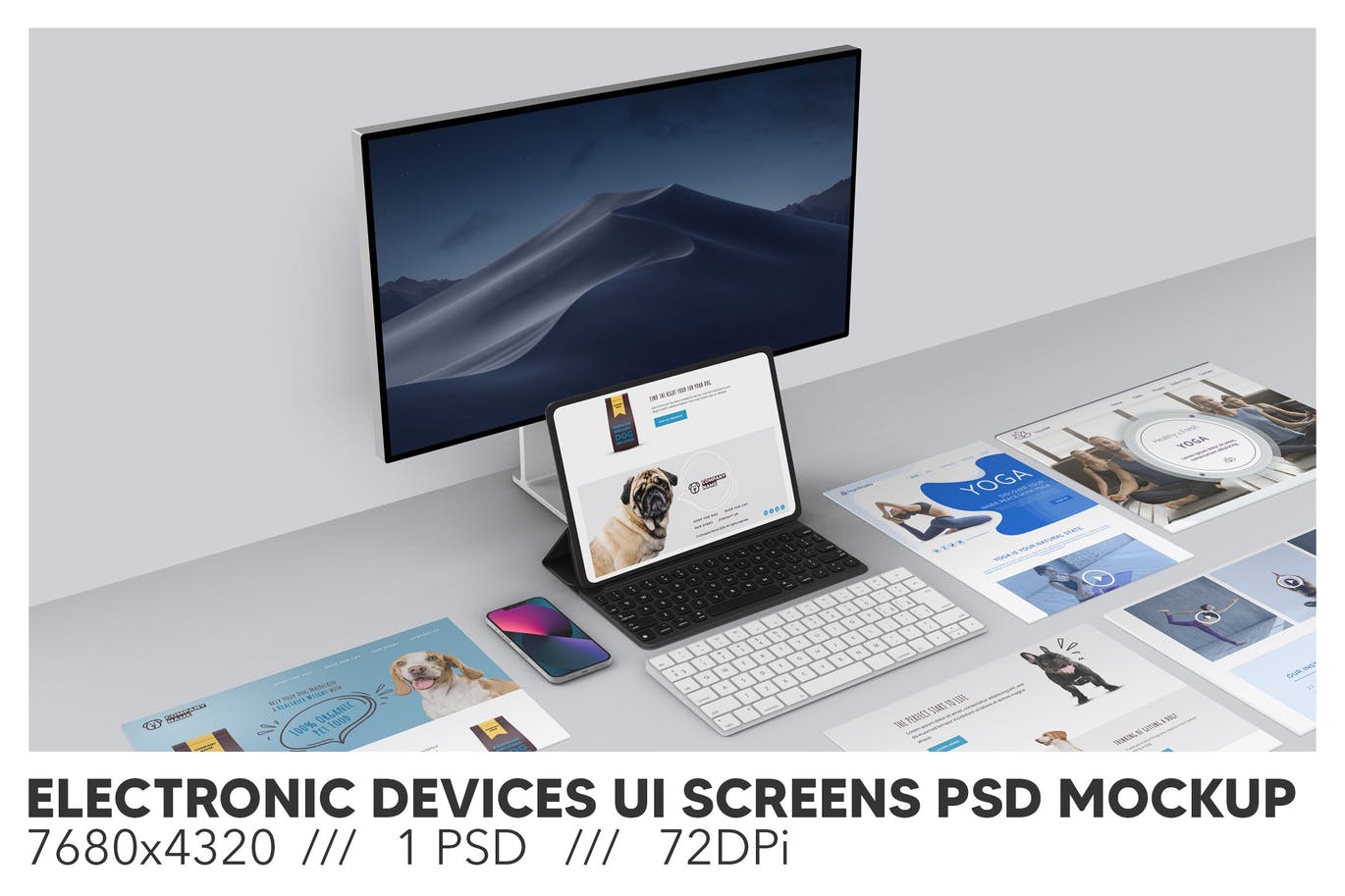 响应式电子设备和UI屏幕样机 (PSD)