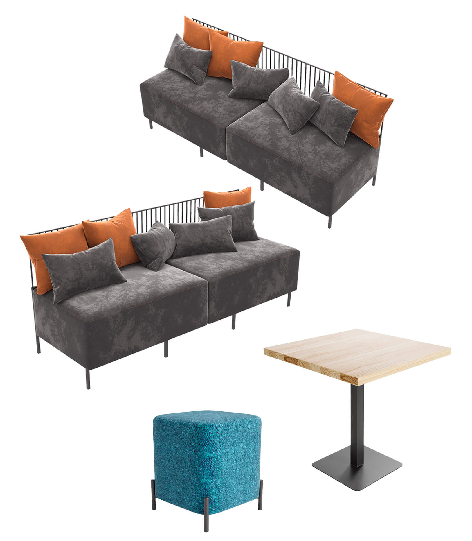 乌克兰4Corners桌子方凳双人沙发3D模型（OBJ,FBX,MAX）
