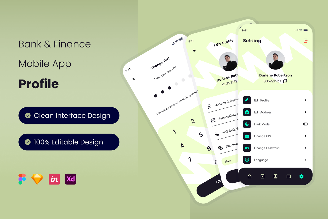 个人金融银行 App UI Kit (FIG,SKETCH,XD)