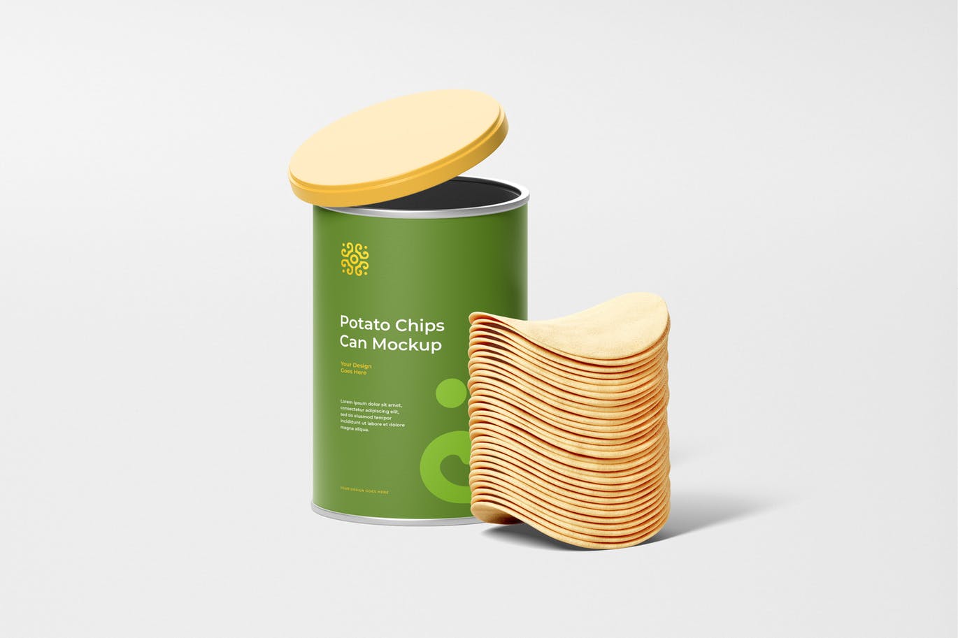 圆形纸罐薯片包装设计样机 (PSD)