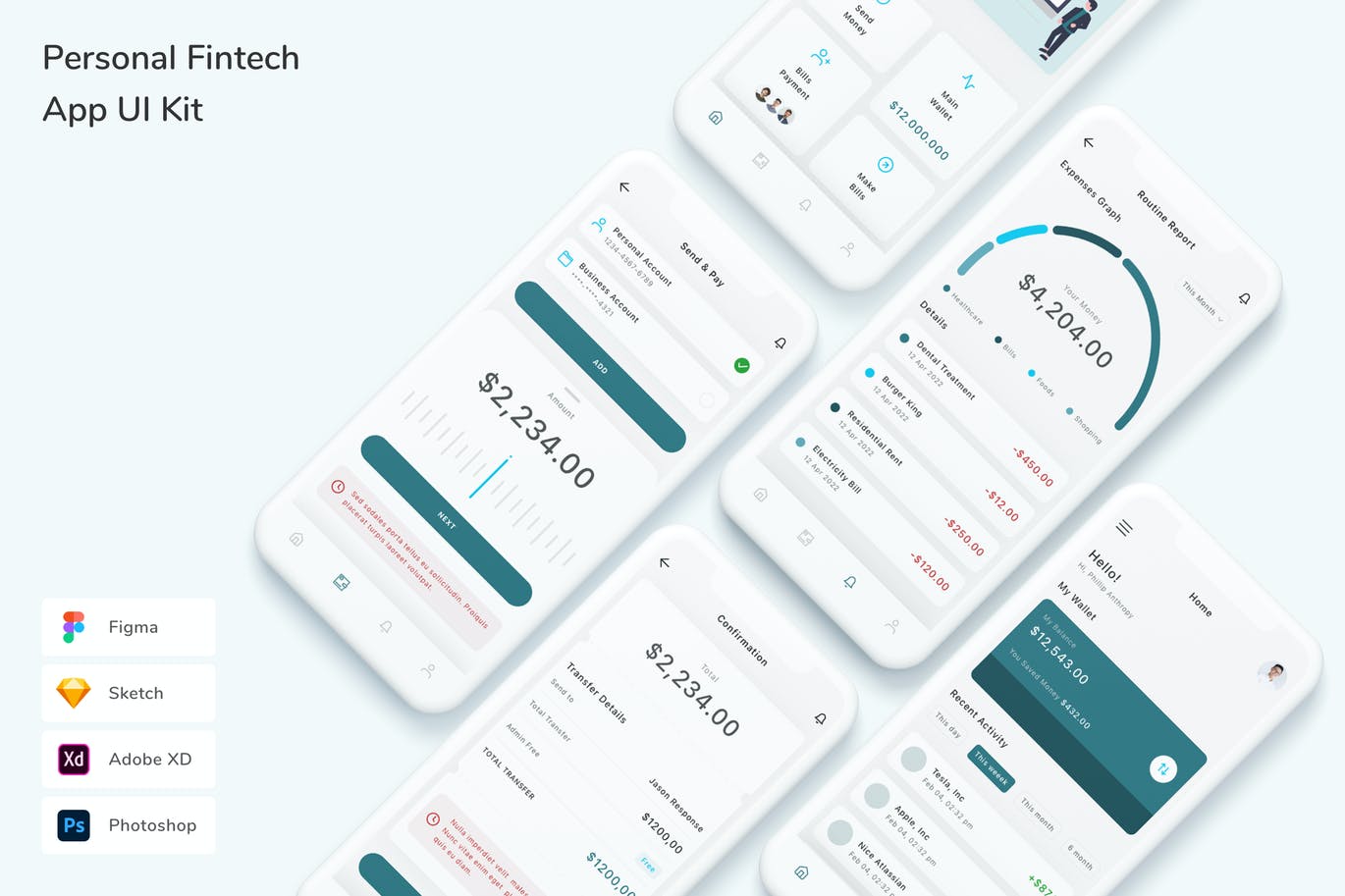 个人金融科技App UI Kit (FIG,PSD,SKETCH,XD)