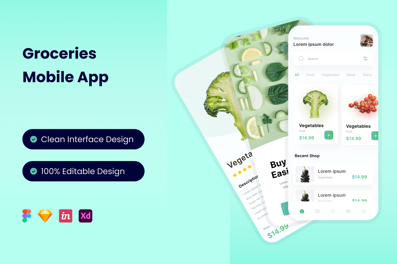 生鲜杂货电商App UI Kit (FIG,SKETCH,XD)