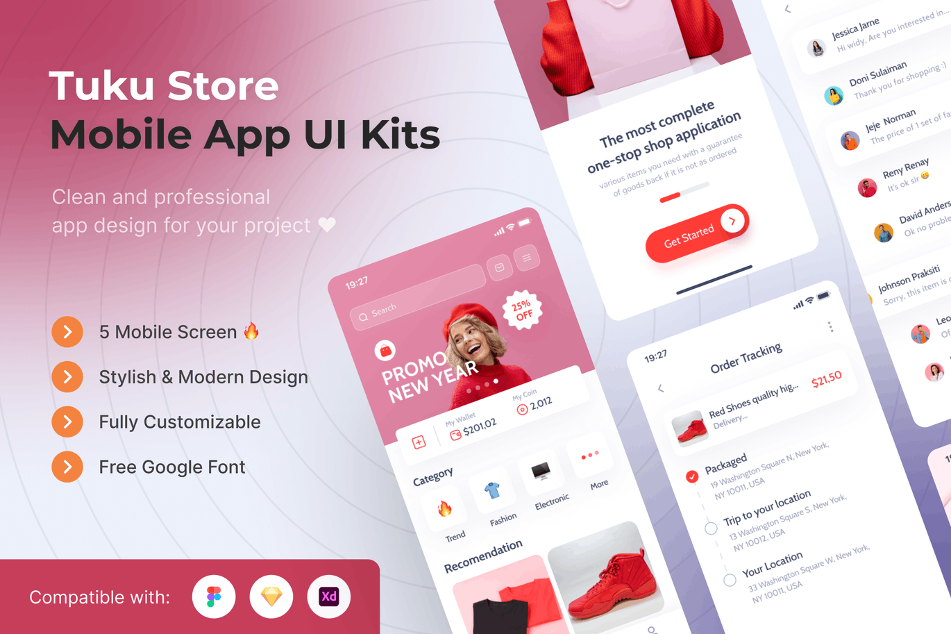 服饰时尚电商 App UI Kits (FIG,SKETCH,XD)