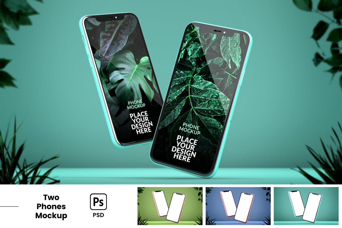 植物场景逼真的iPhone手机样机 (PSD,JPG)