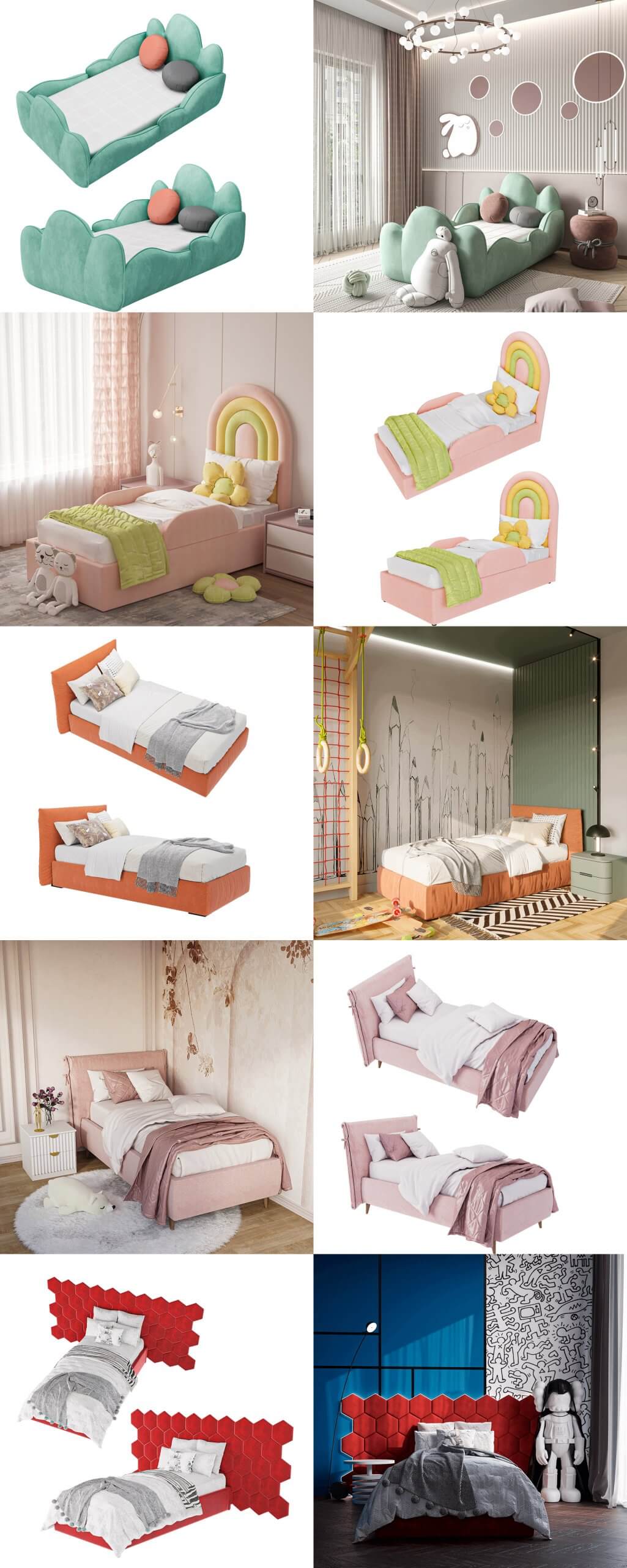 5款Comodo儿童床3D模型（OBJ,FBX,MAX）