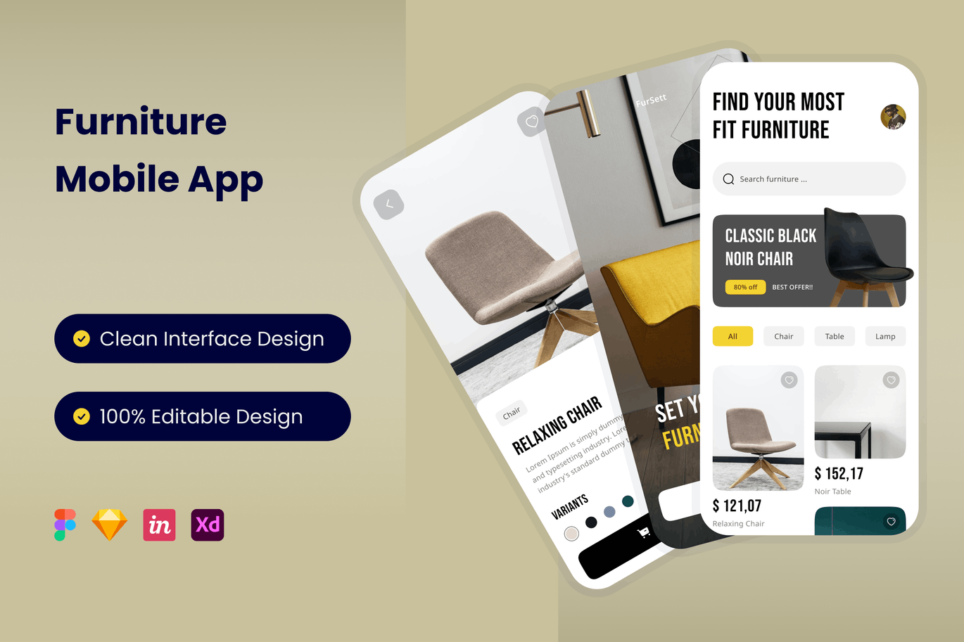 家具电商App UI Kit (FIG,SKETCH,XD)