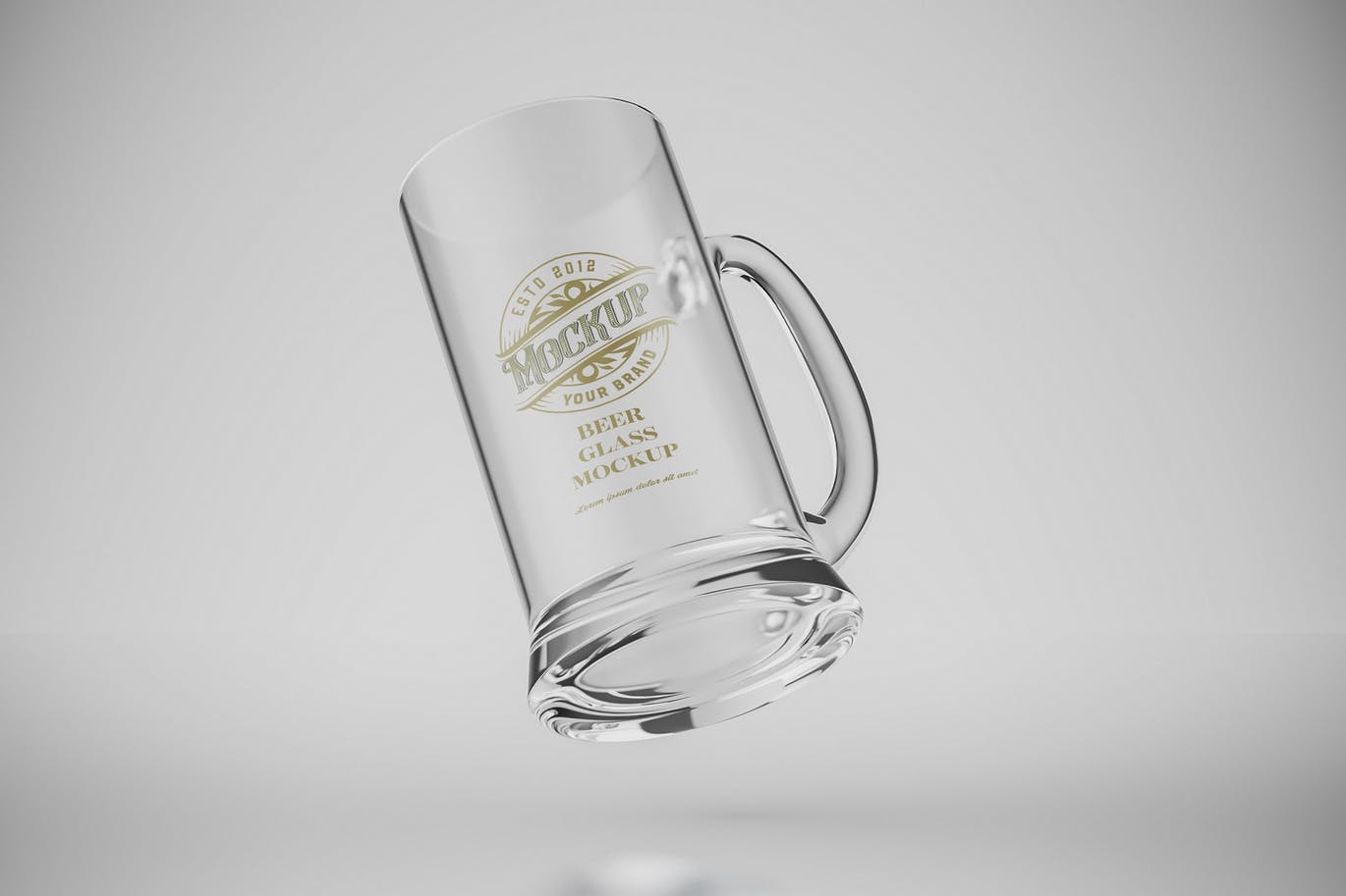 透明啤酒杯品牌Logo设计样机 (PSD)