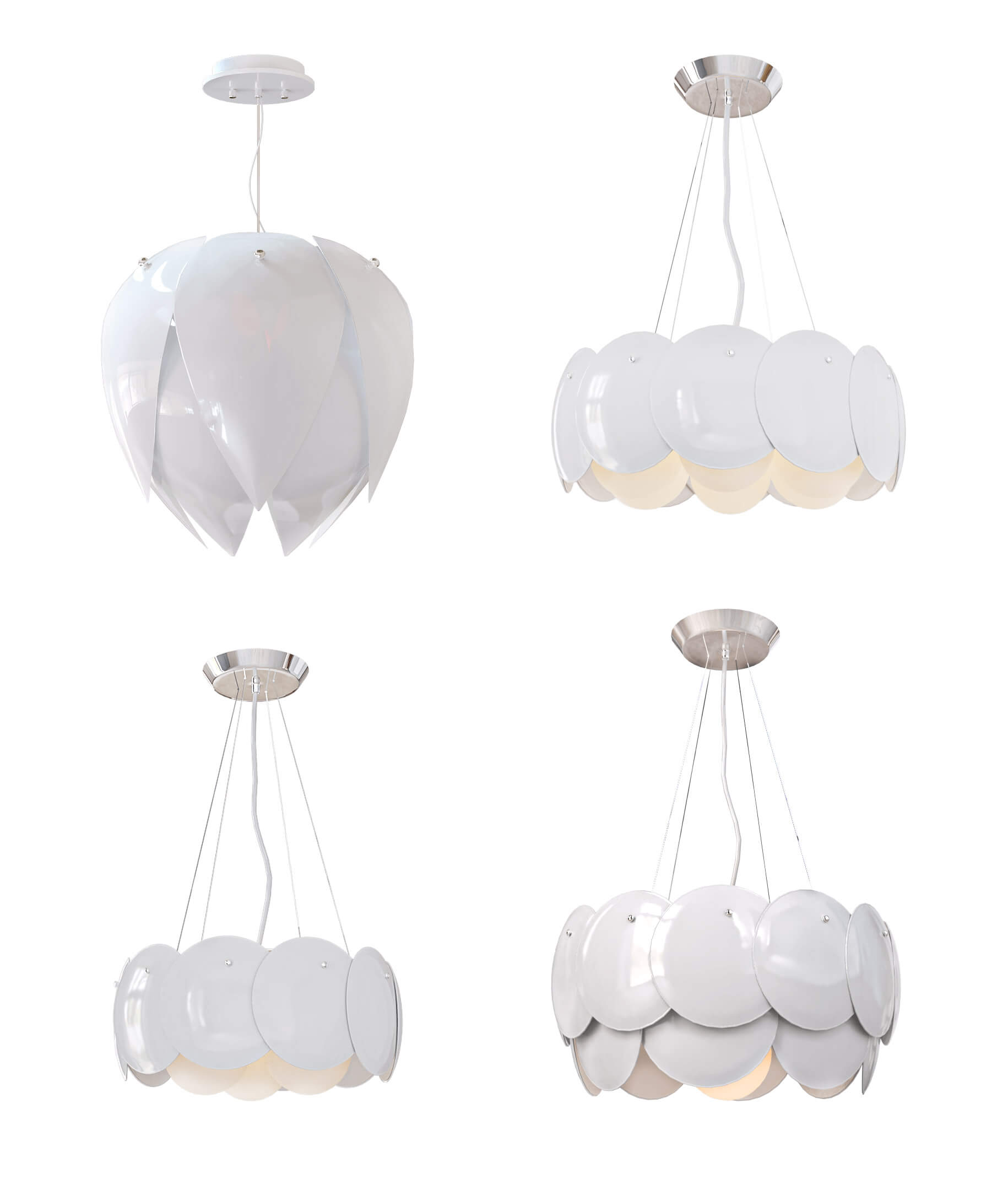 Crystal Lux片状白色玻璃组合灯罩吊灯3D模型（OBJ,FBX,MAX）