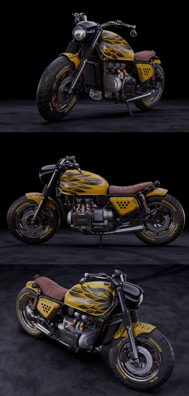 定制组装摩托车3D模型（OBJ,FBX,MAX）