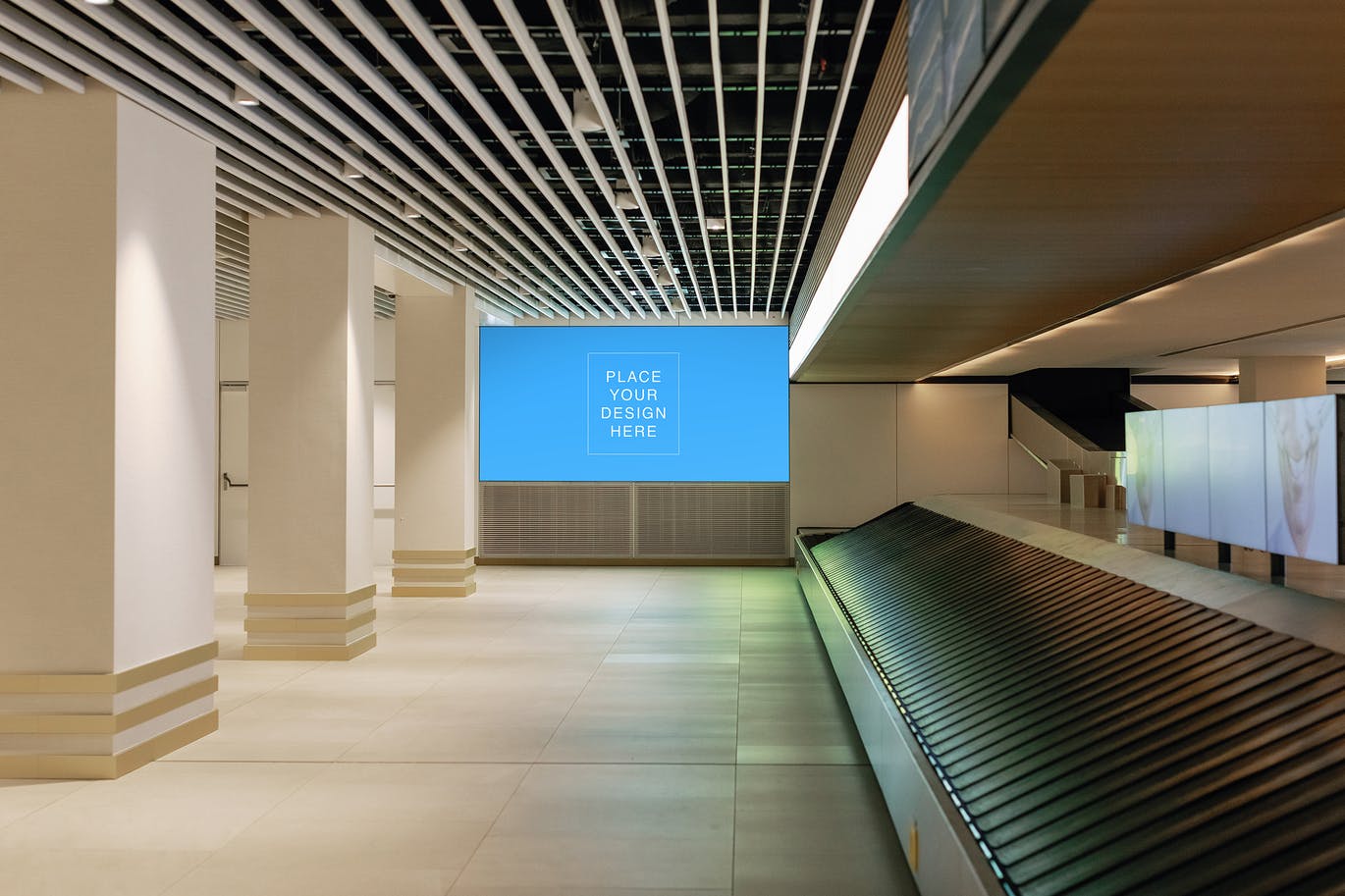 机场屏幕广告展示样机模板 (PSD)