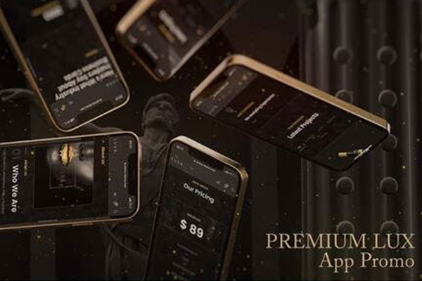 黑金场景豪华金色手机App应用演示介绍视频AE模板[1.79GB,AEP]