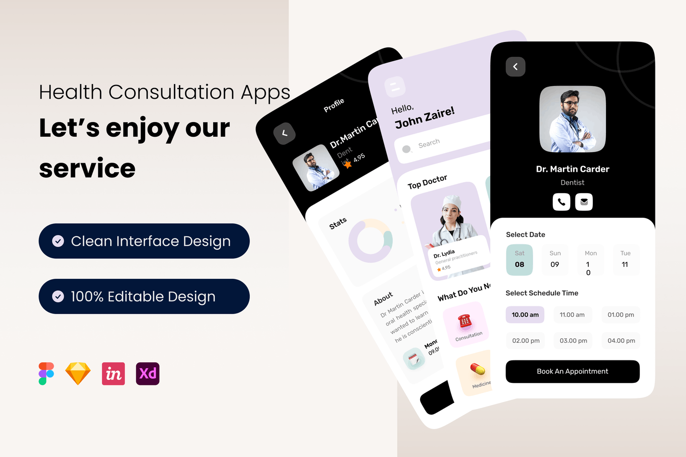 健康咨询  App UI Kit (FIG,SKETCH,XD)