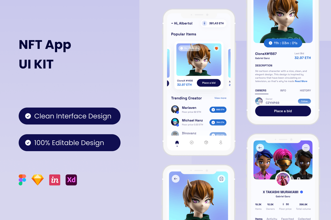 NFT 市场 App UI Kit (FIG,SKETCH,XD)