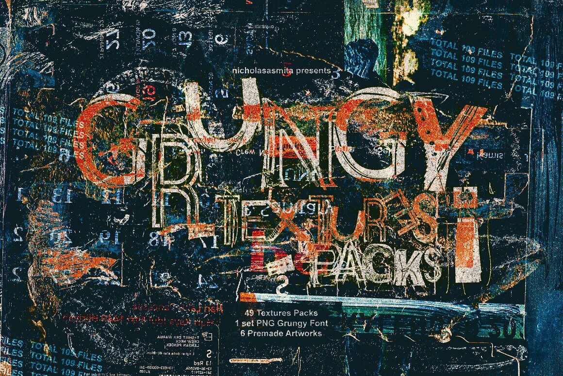 Grungy脏乱风格纹理背景素材包[2.25GB]