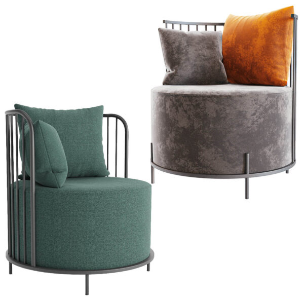 乌克兰4Corners Nest系列金属框架圆形布艺软垫单人扶手沙发3D模型（OBJ,FBX,MAX）