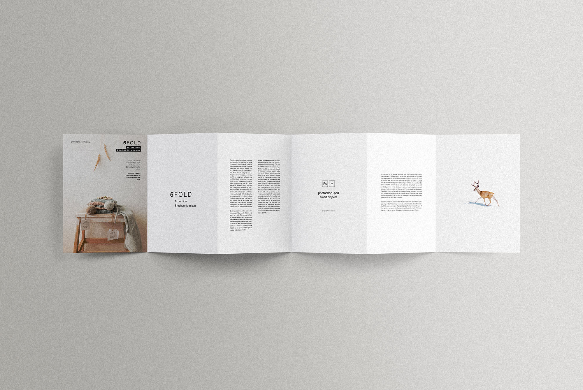 6折页手风琴式手册设计样机 (PSD)