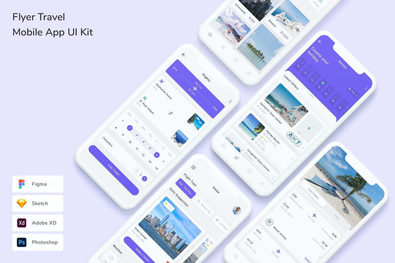 旅行记录 App UI Kit (FIG,PSD,SKETCH,XD)