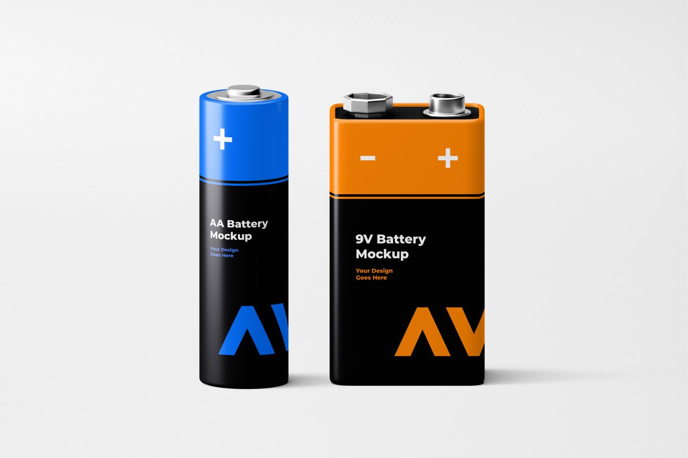 AA电池和9V电池品牌设计样机 (PSD)