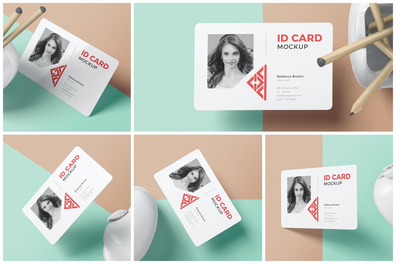 ID卡身份证设计样机模板 (PSD)