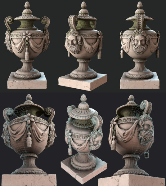 花园装饰性罐子3D模型（OBJ,FBX,MAX）