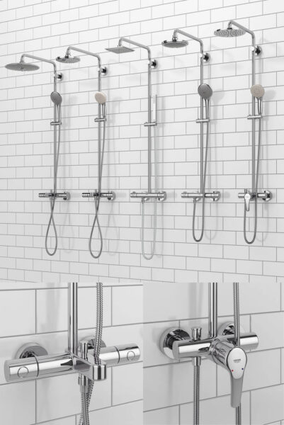 5款GROHE Euphoria全套淋浴花洒3D模型（OBJ,MAX）