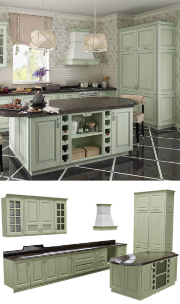 俄罗斯Geos Ideal Simon乡村风实木橱柜3D模型（OBJ,FBX,MAX）