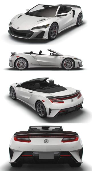 讴歌Acura NSX Type S Cabrio 2022款超跑汽车3D模型（OBJ,FBX,MAX,Blend）