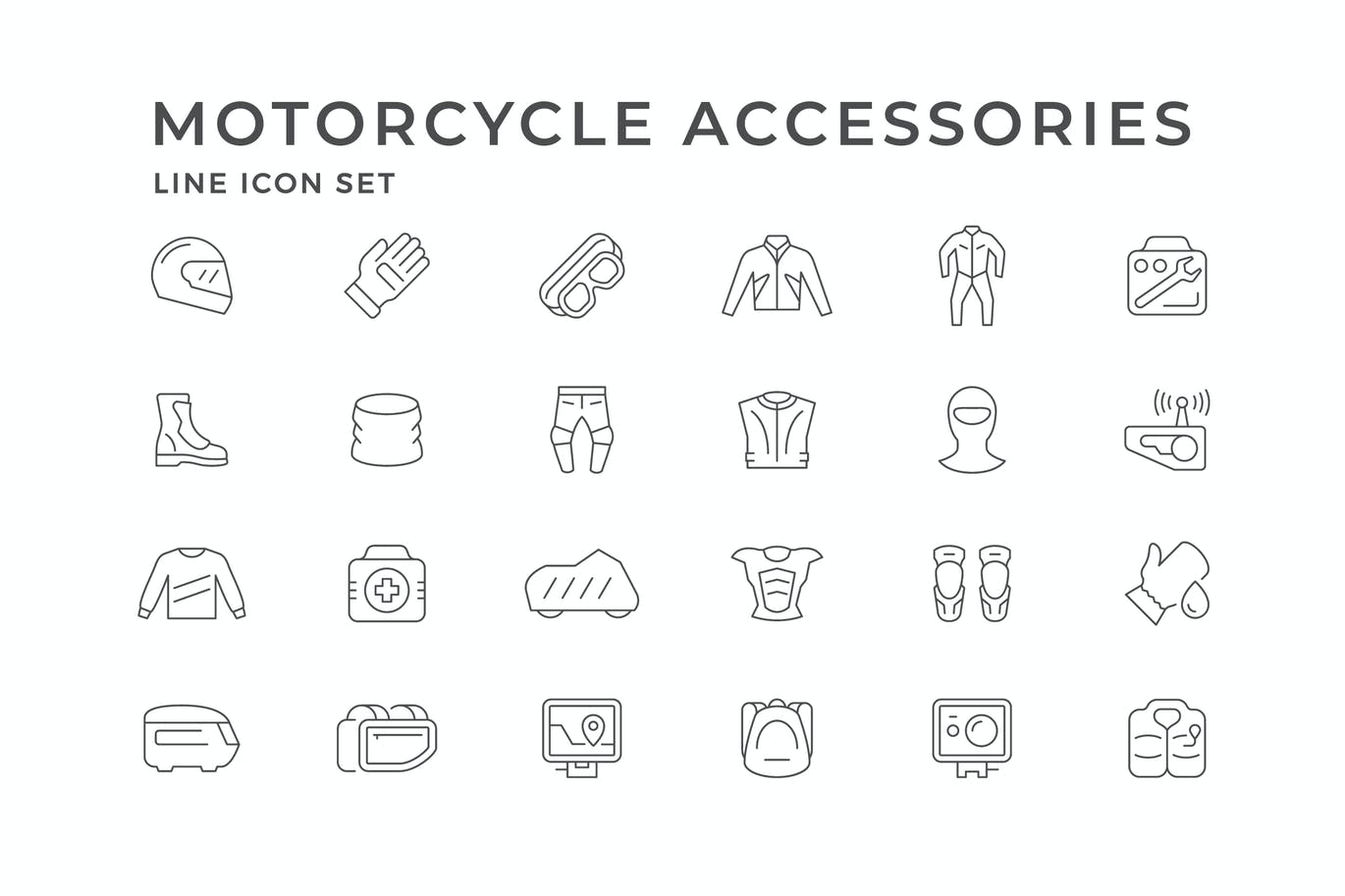 摩托车衣服和配件图标 (AI,EPS,JPG,PSD)