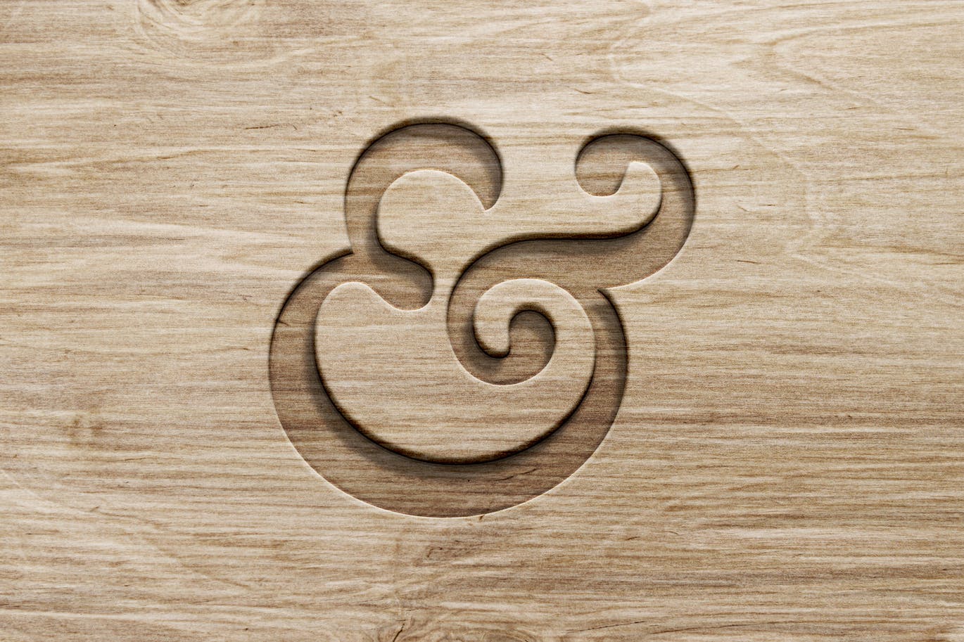 凹印工艺木纹标志Logo样机 (PSD)