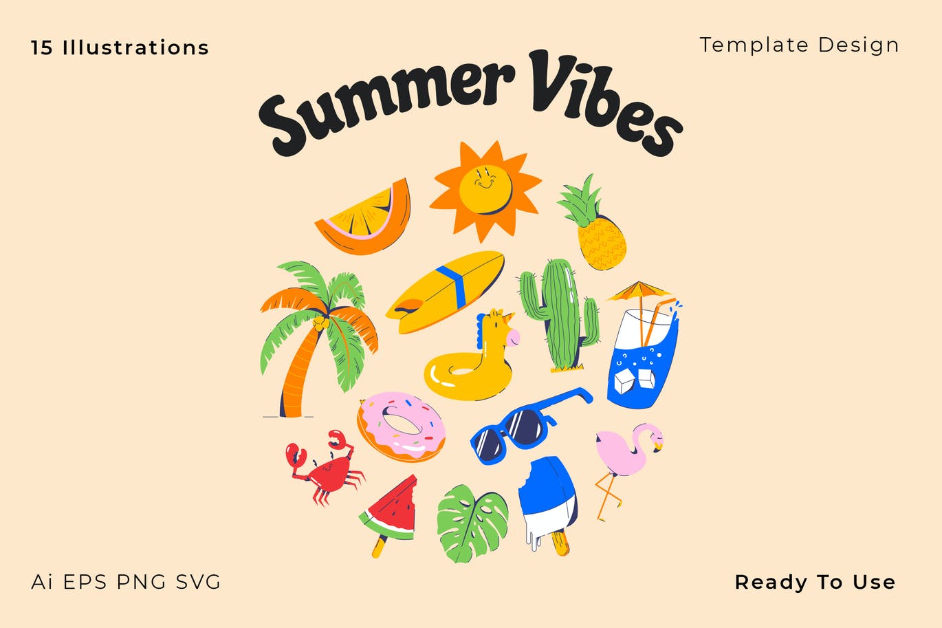 夏季氛围插图 (AI,EPS,PNG,SVG)