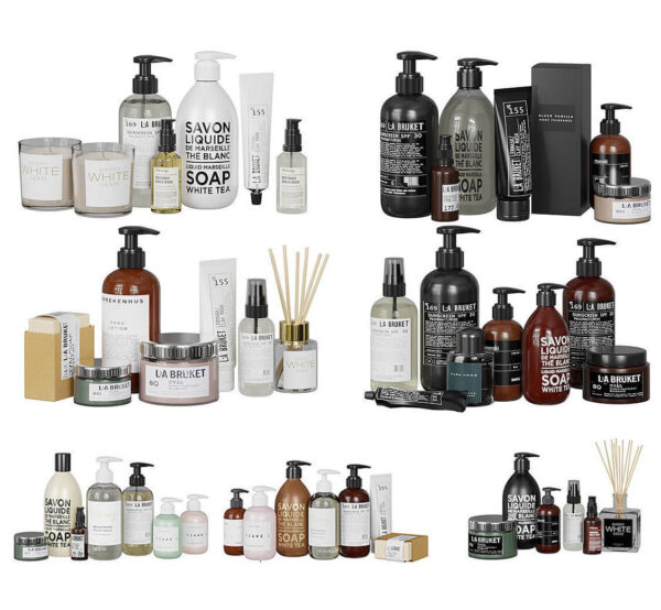 黑色和白色浴室护肤品香氛等组合3D模型（MAX）