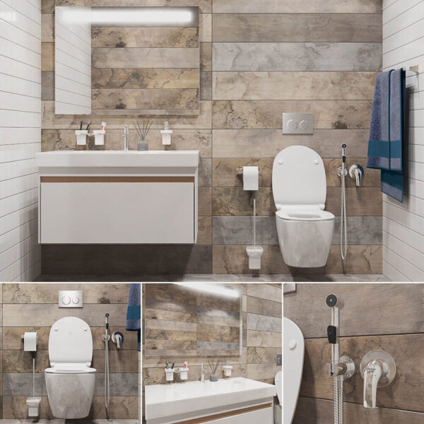 紧凑型洗手间设计洗手间场景3D模型（MAX）