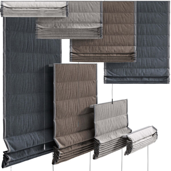 有纹理的现代布艺罗马帘3D模型（OBJ,MAX）