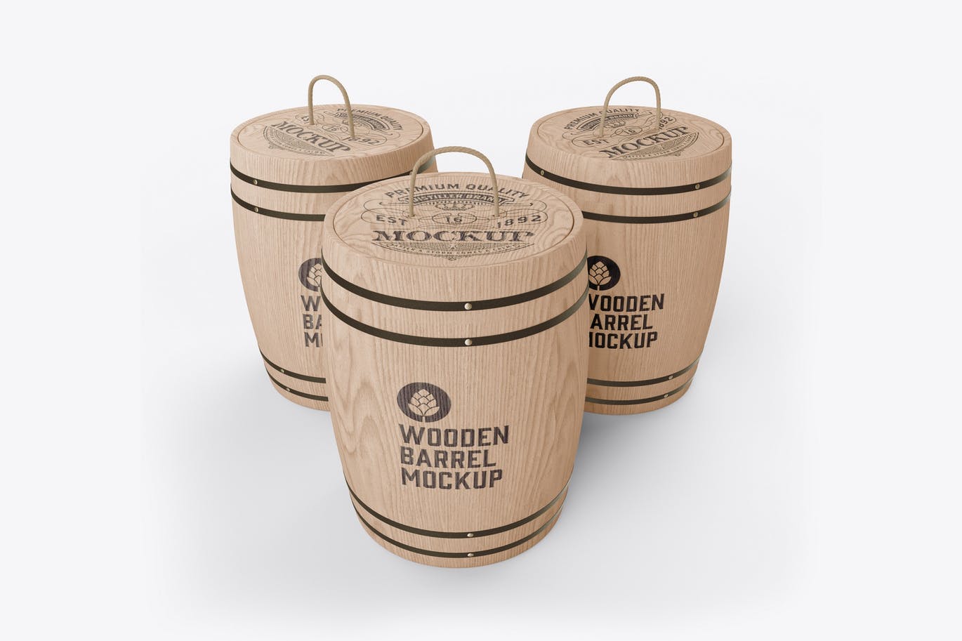 木桶酒桶容器品牌包装设计样机 (PSD)