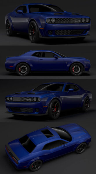 Dodge Challenger 2019款道奇挑战者SRT Hellcat宽体汽车3D模型（OBJ,FBX,MAX,Blend）