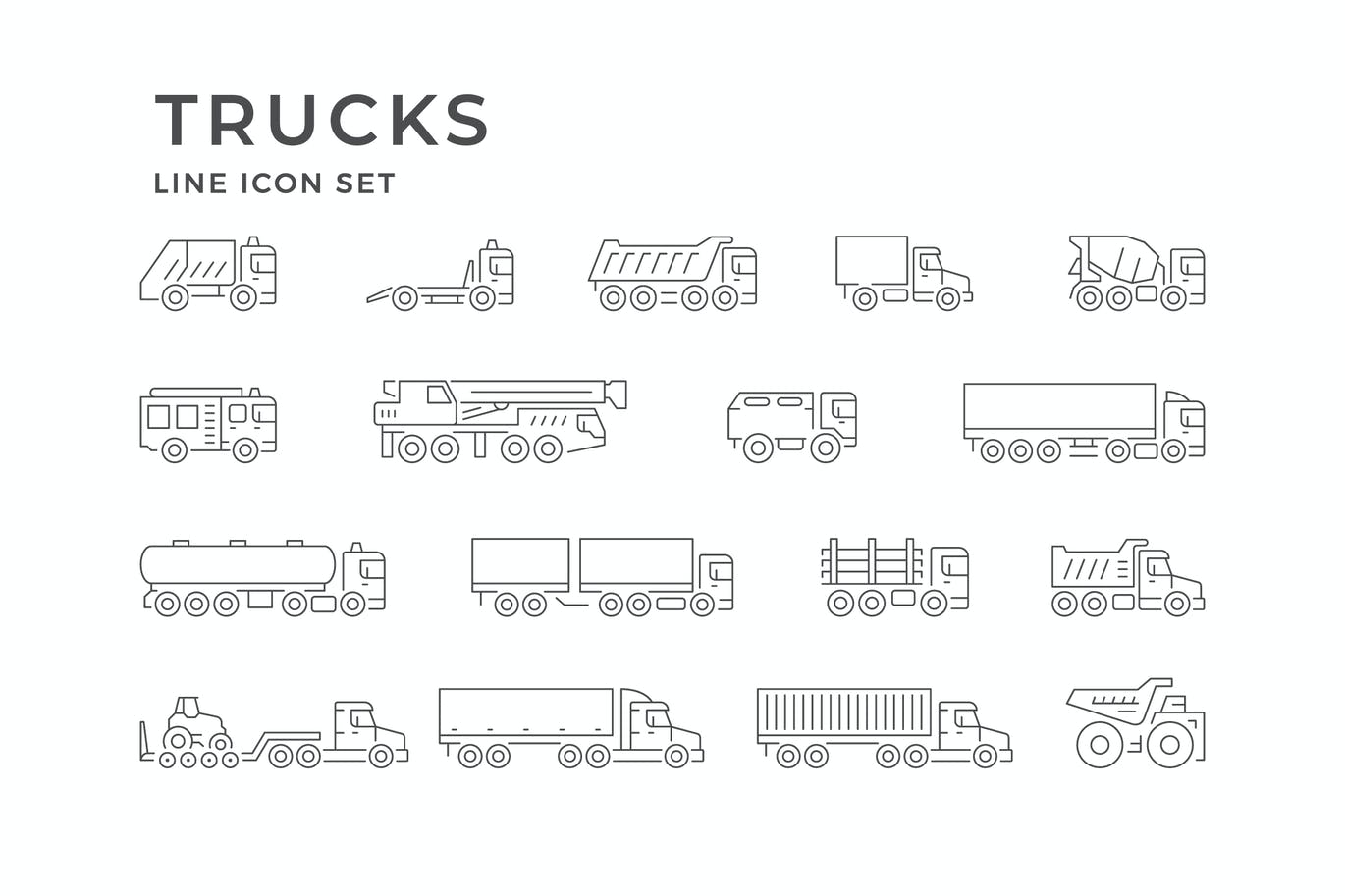 多种卡车图标 (AI,EPS,JPG,PSD)