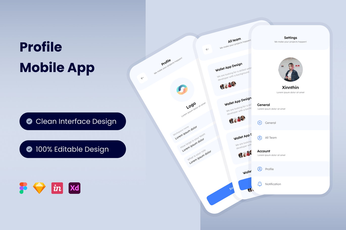 个人介绍 App UI Kit (FIG,SKETCH,XD)